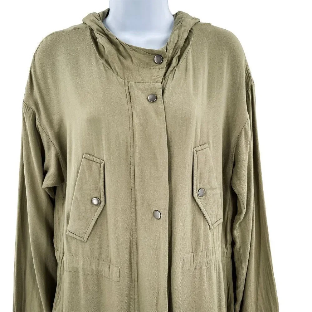 Forever 21 Long Sleeve Lightweight Zip Button Up Hooded Shacket Jacket - Picture 6 of 9